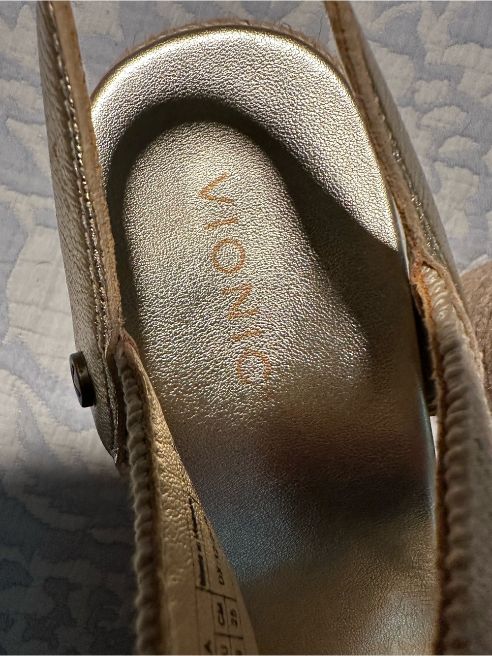 Vionic Gold Metallic Espadrille Wedge Sandals - Picture 6 of 10
